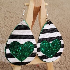 Valentine Faux Leather Dangle Earrings - NWOT- Handmade